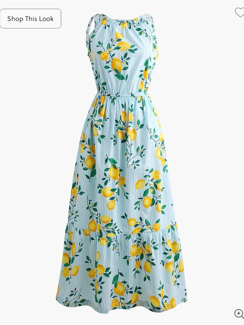 J. Crew Lemon-Print Maxi Dress in Yellow and Light Blue